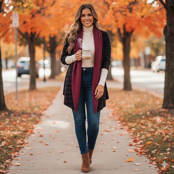 Sanctuary Red & Navy Wrap Neck Sweater - Picture 1 of 9